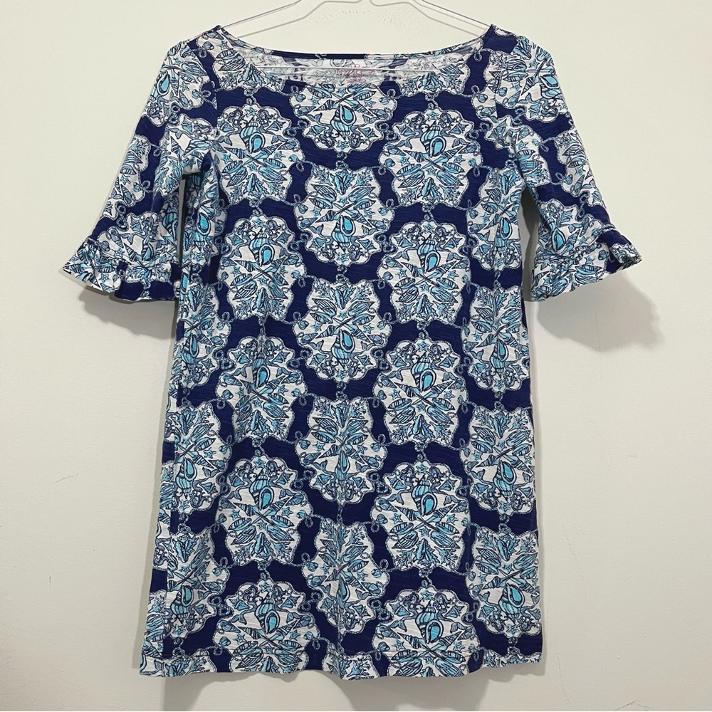 Lilly Pulitzer Tunic Dress XS Hey Sailor Mermaid Print Shift Seashells Nautical